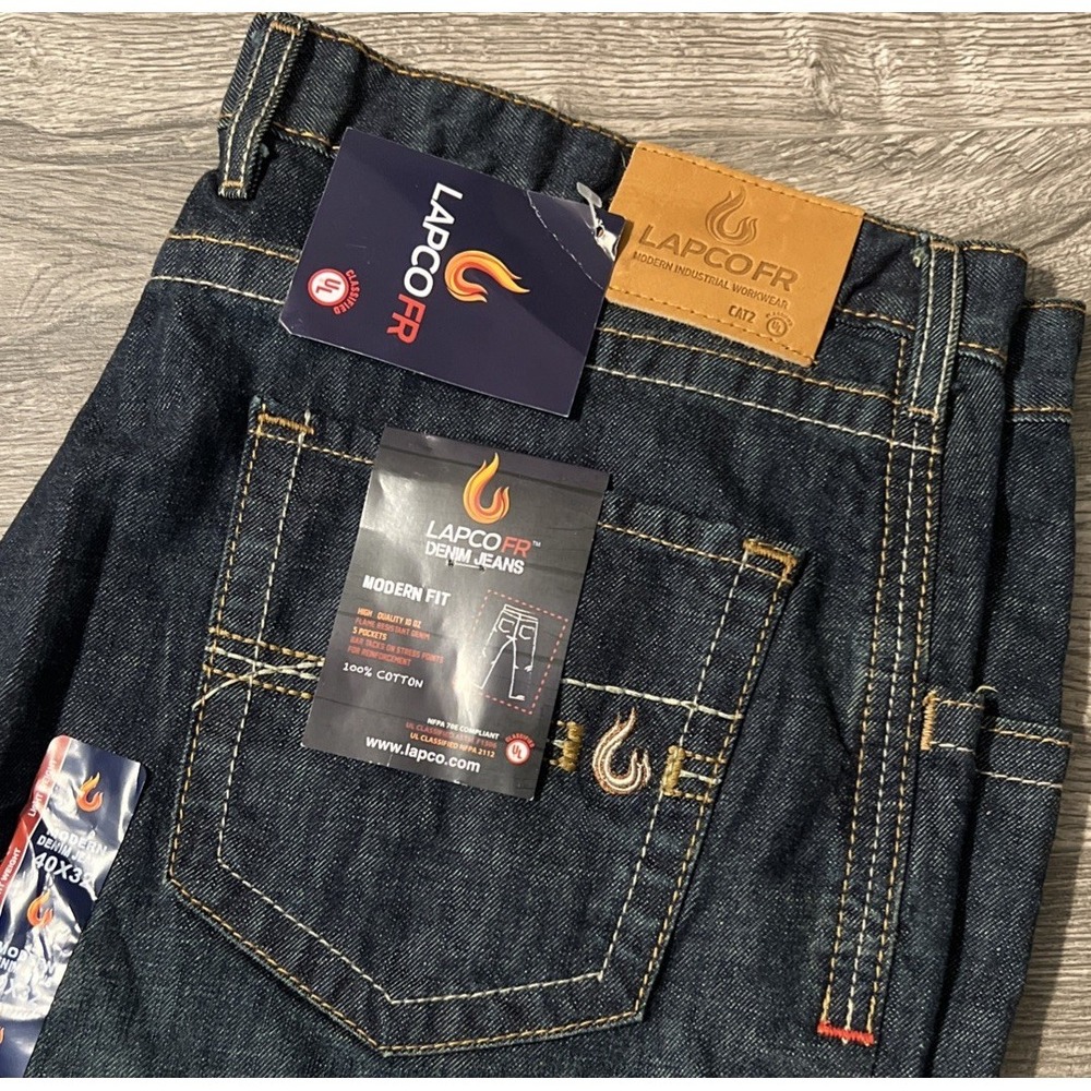 Lapco FR Modern Fit Dark Wash Flame Resistant Blue Jeans Size 40x32 NWT